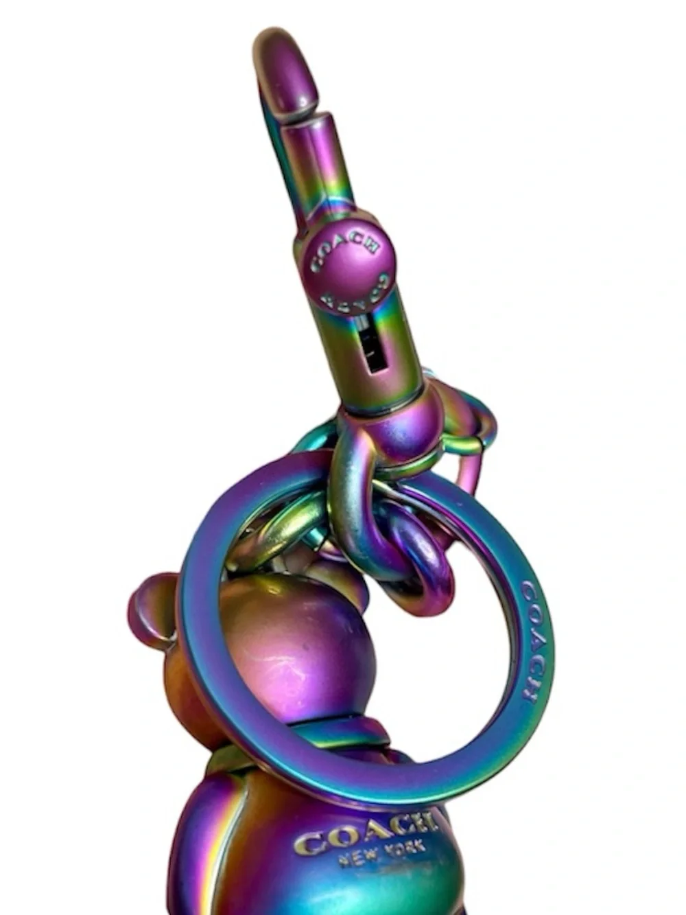 Coach Iridescent Rainbow Teddy Bear Keyring - Picture 4 of 7